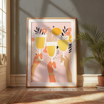Premium Poster of Cheerful Celebration of Clinking Glasses Art Print Posters
