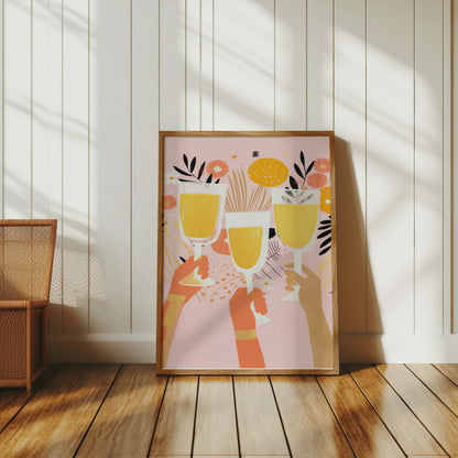 Premium Poster of Cheerful Celebration of Clinking Glasses Art Print Posters