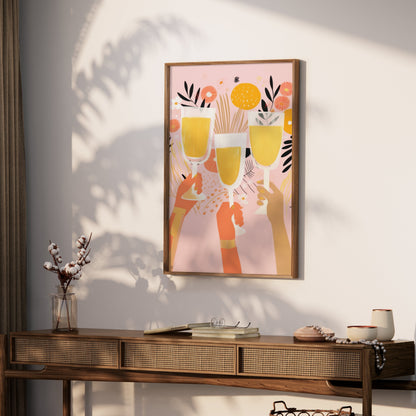 Premium Poster of Cheerful Celebration of Clinking Glasses Art Print Posters