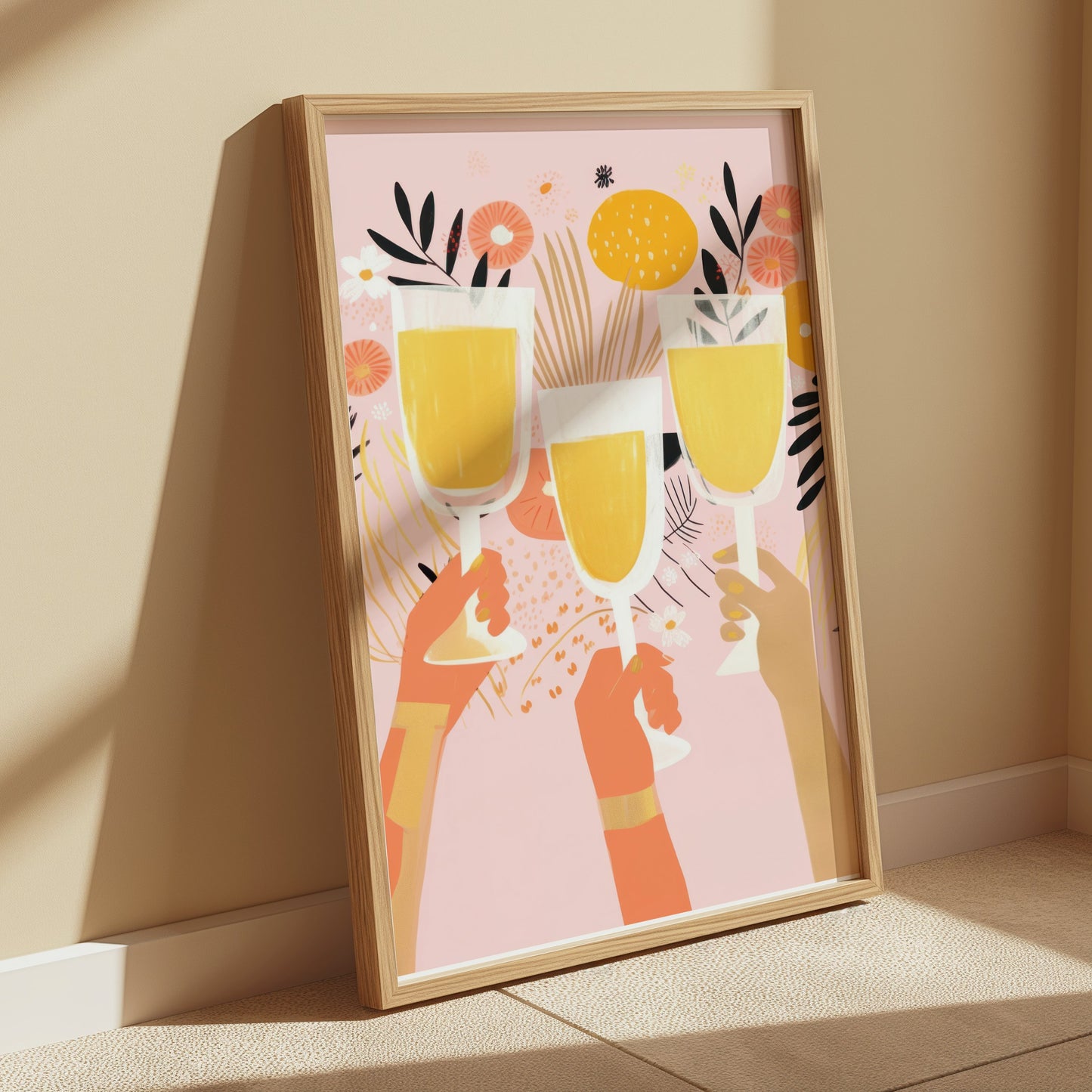 Premium Poster of Cheerful Celebration of Clinking Glasses Art Print Posters