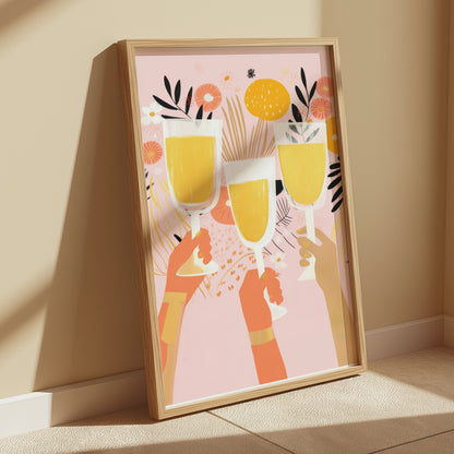 Premium Poster of Cheerful Celebration of Clinking Glasses Art Print Posters