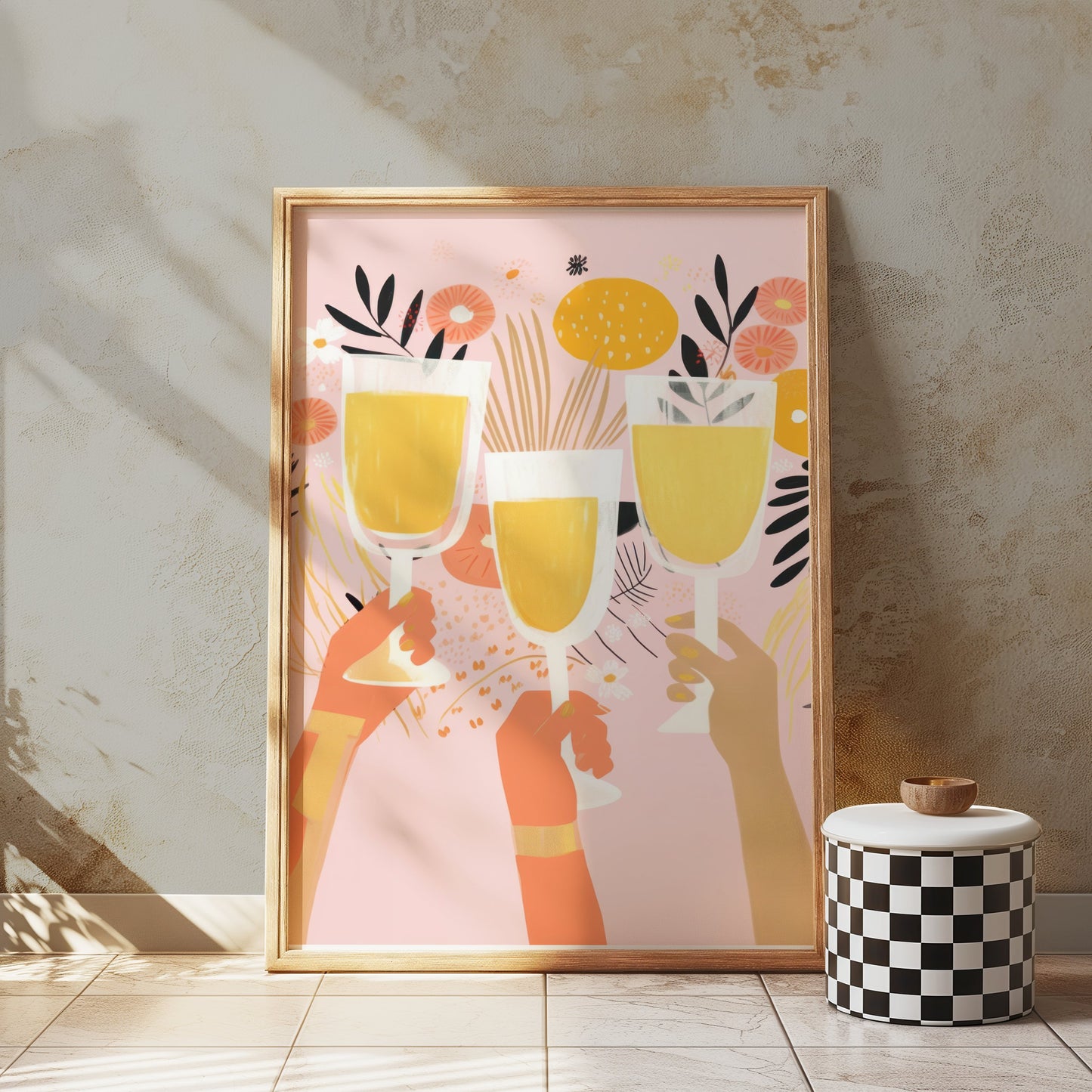 Premium Poster of Cheerful Celebration of Clinking Glasses Art Print Posters