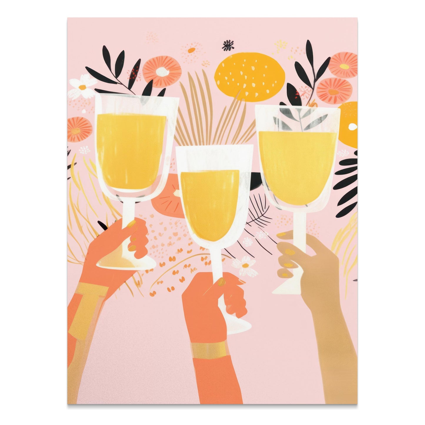 Premium Poster of Cheerful Celebration of Clinking Glasses Art Print Posters