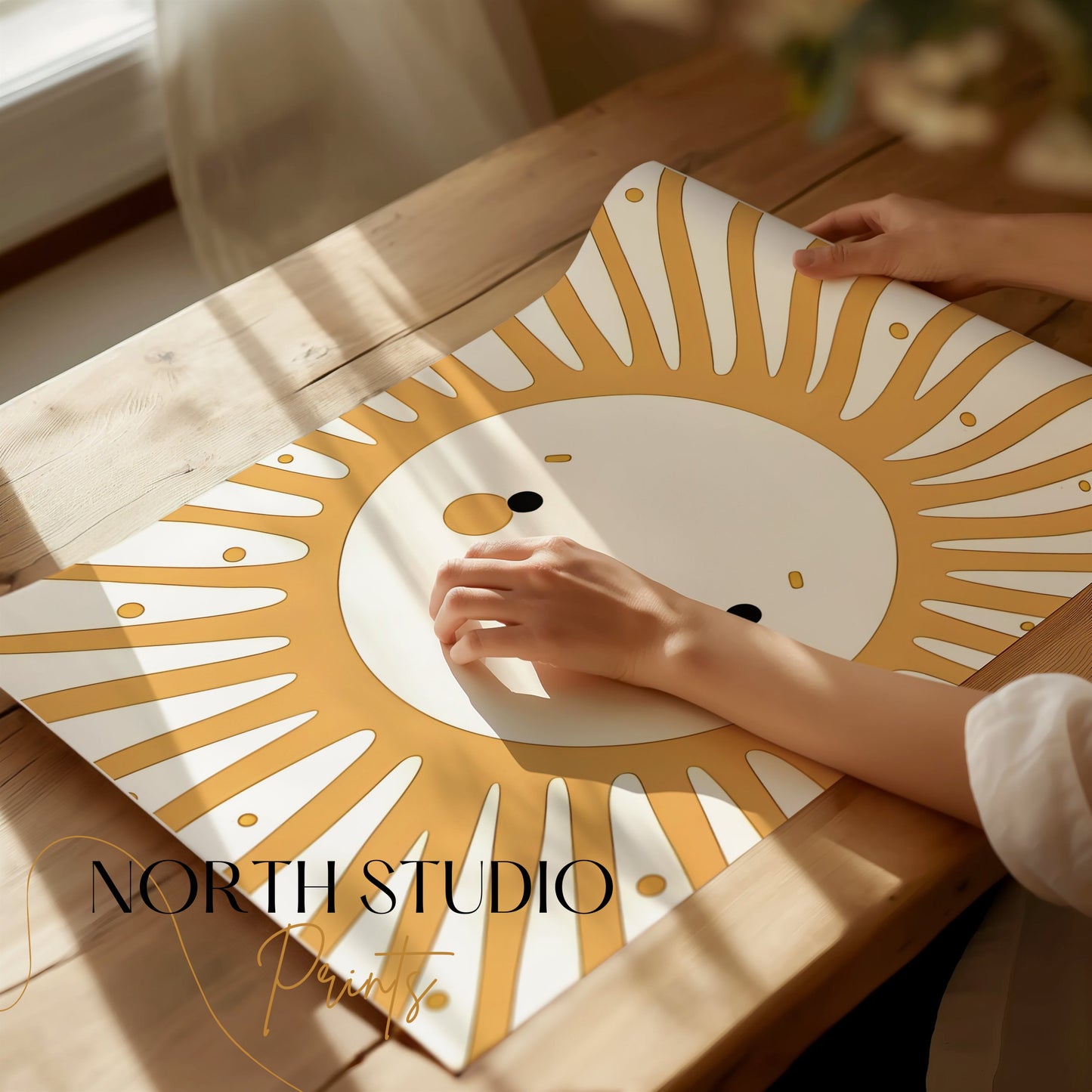 Premium Poster of Cheerful Smiling Sunburst Art for Kids Room Posters