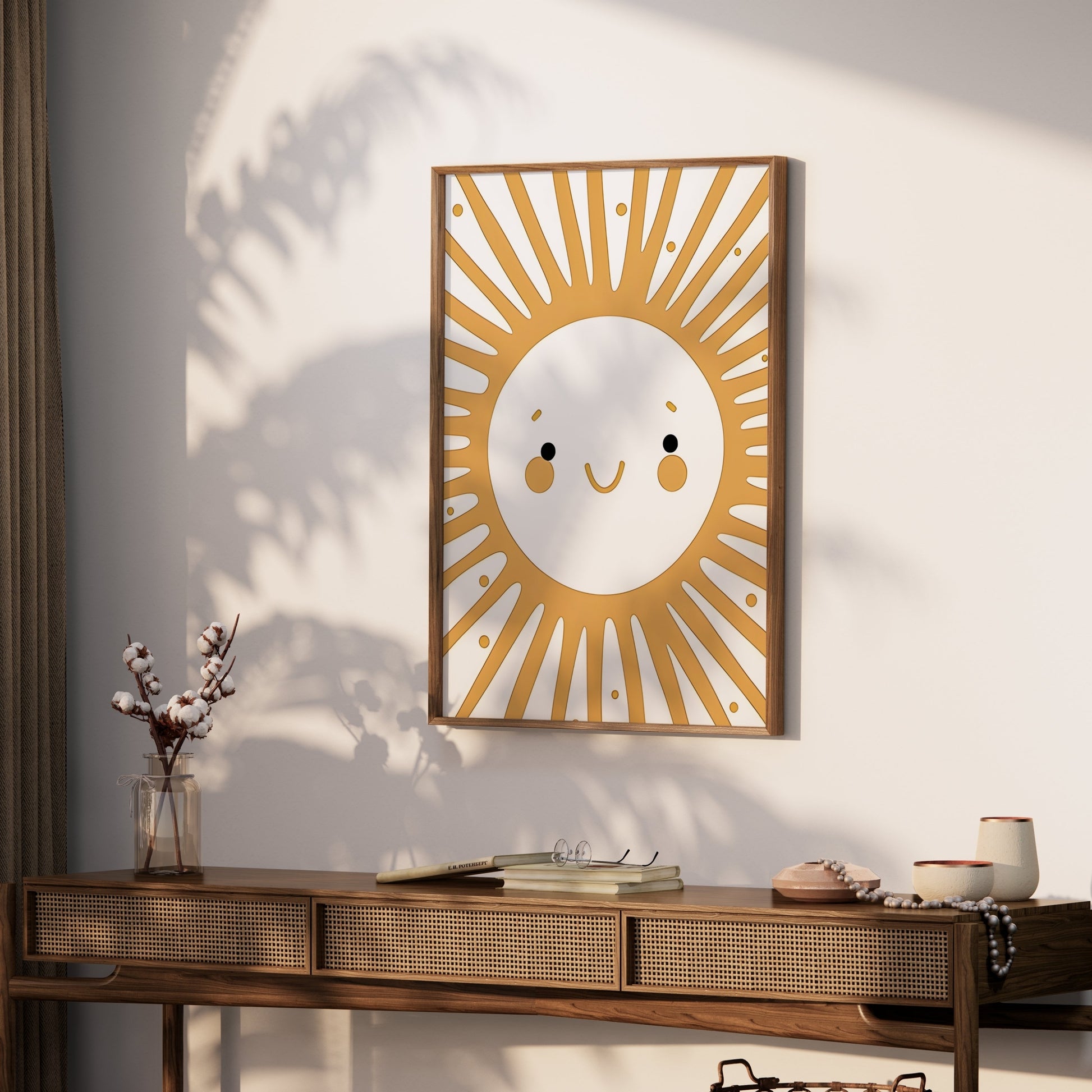 Premium Poster of Cheerful Smiling Sunburst Art for Kids Room Posters