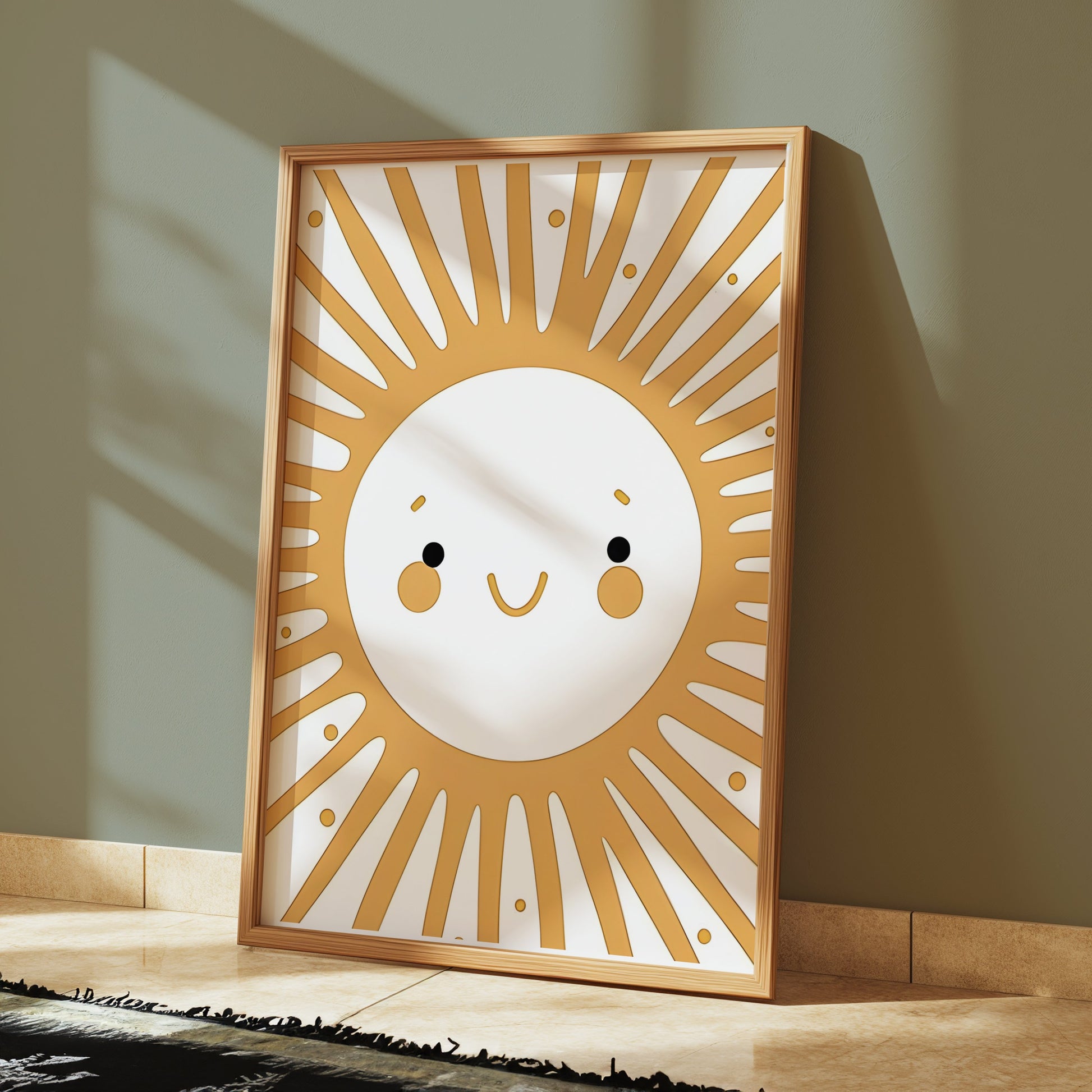 Premium Poster of Cheerful Smiling Sunburst Art for Kids Room Posters