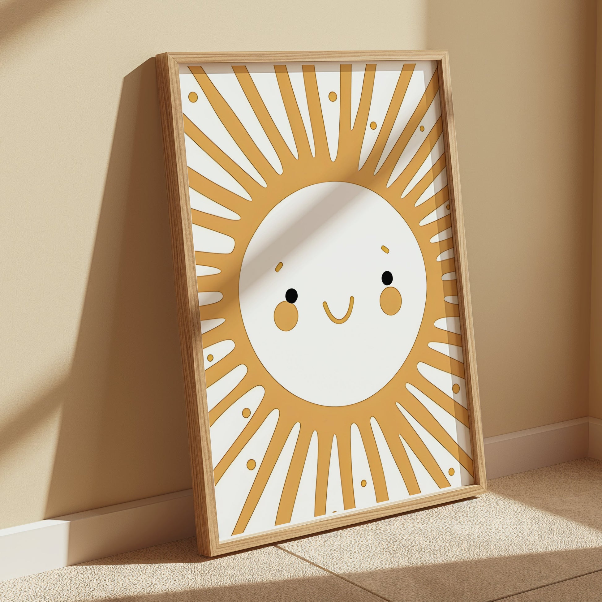 Premium Poster of Cheerful Smiling Sunburst Art for Kids Room Posters