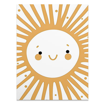 Premium Poster of Cheerful Smiling Sunburst Art for Kids Room Posters