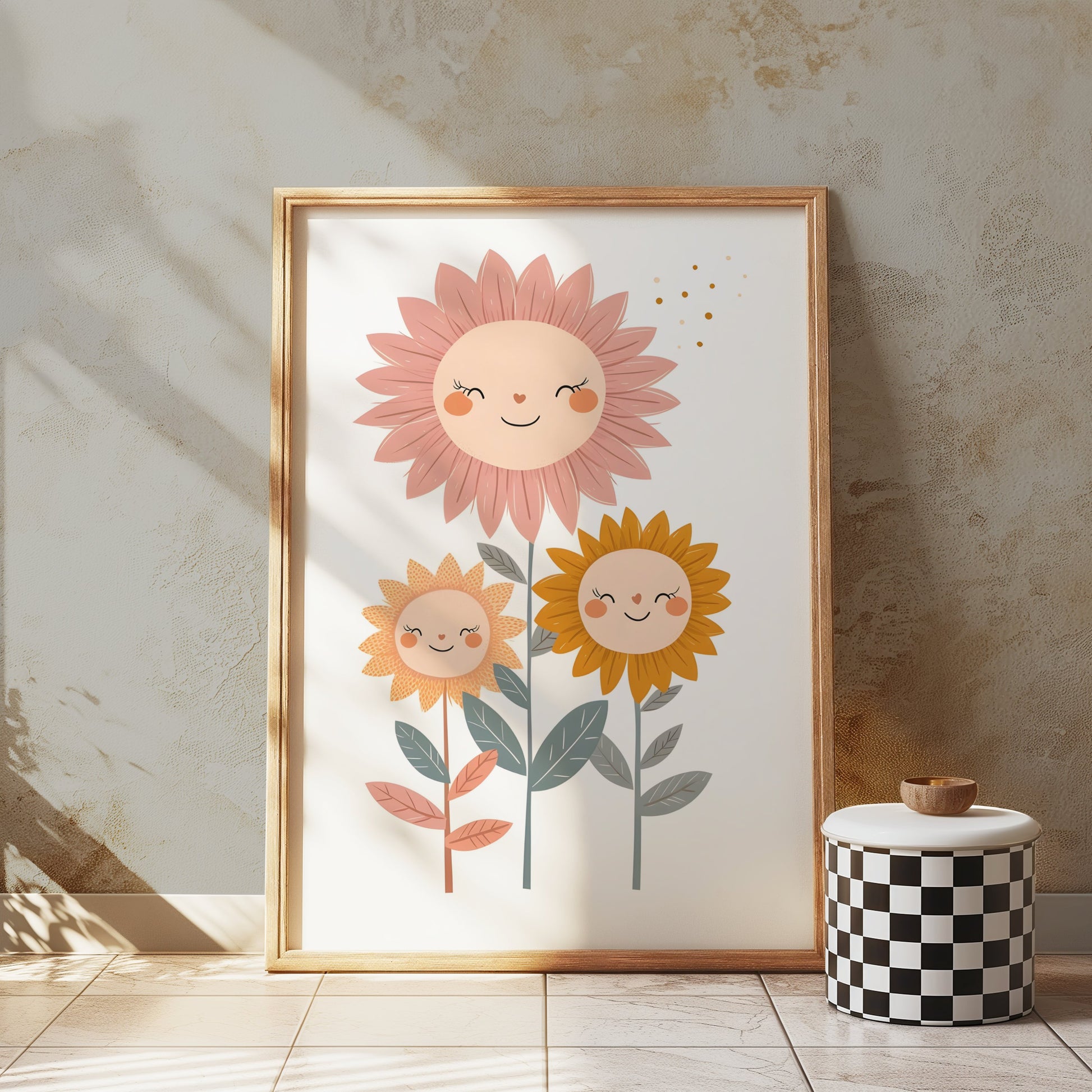 Premium Poster of Cheerful Sunflower Family Illustration Posters