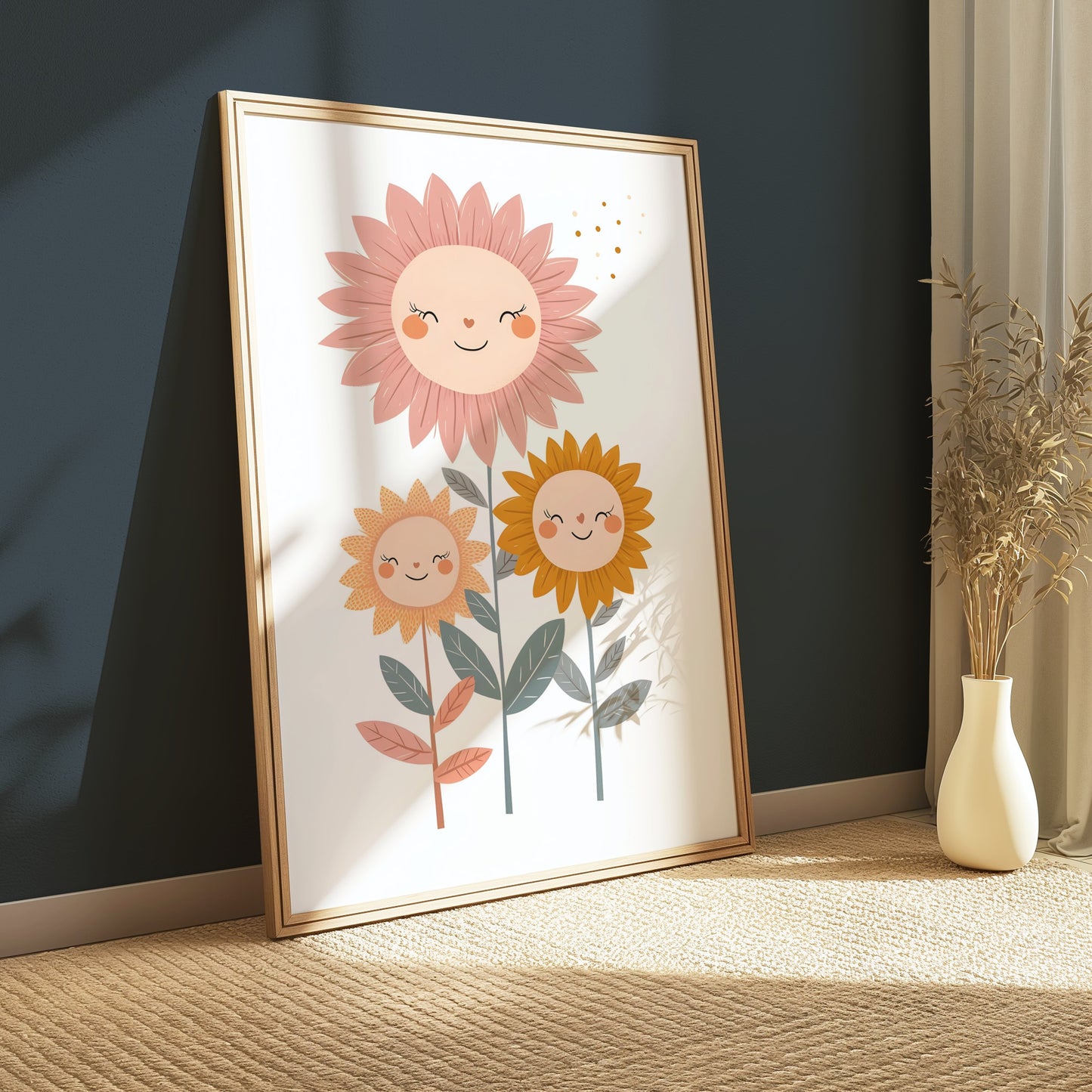Premium Poster of Cheerful Sunflower Family Illustration Posters