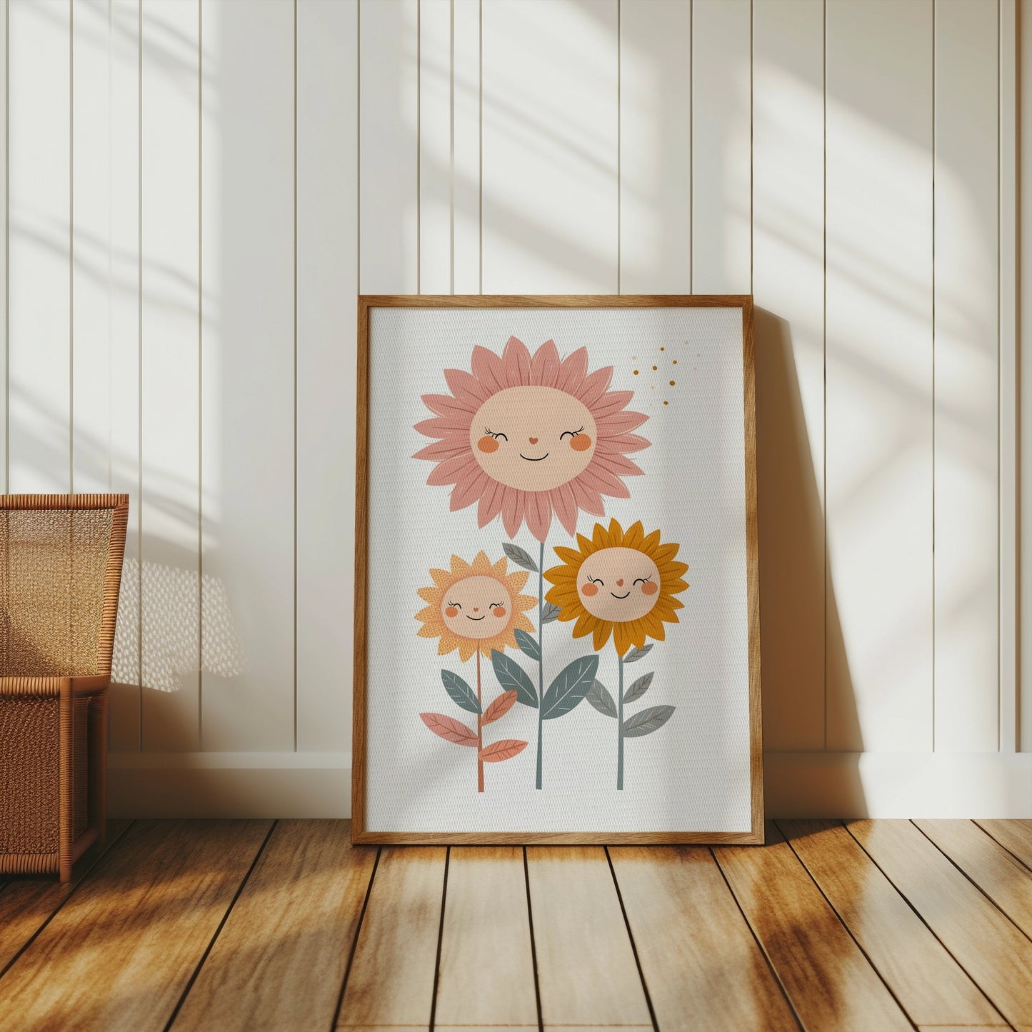 Premium Poster of Cheerful Sunflower Family Illustration Posters
