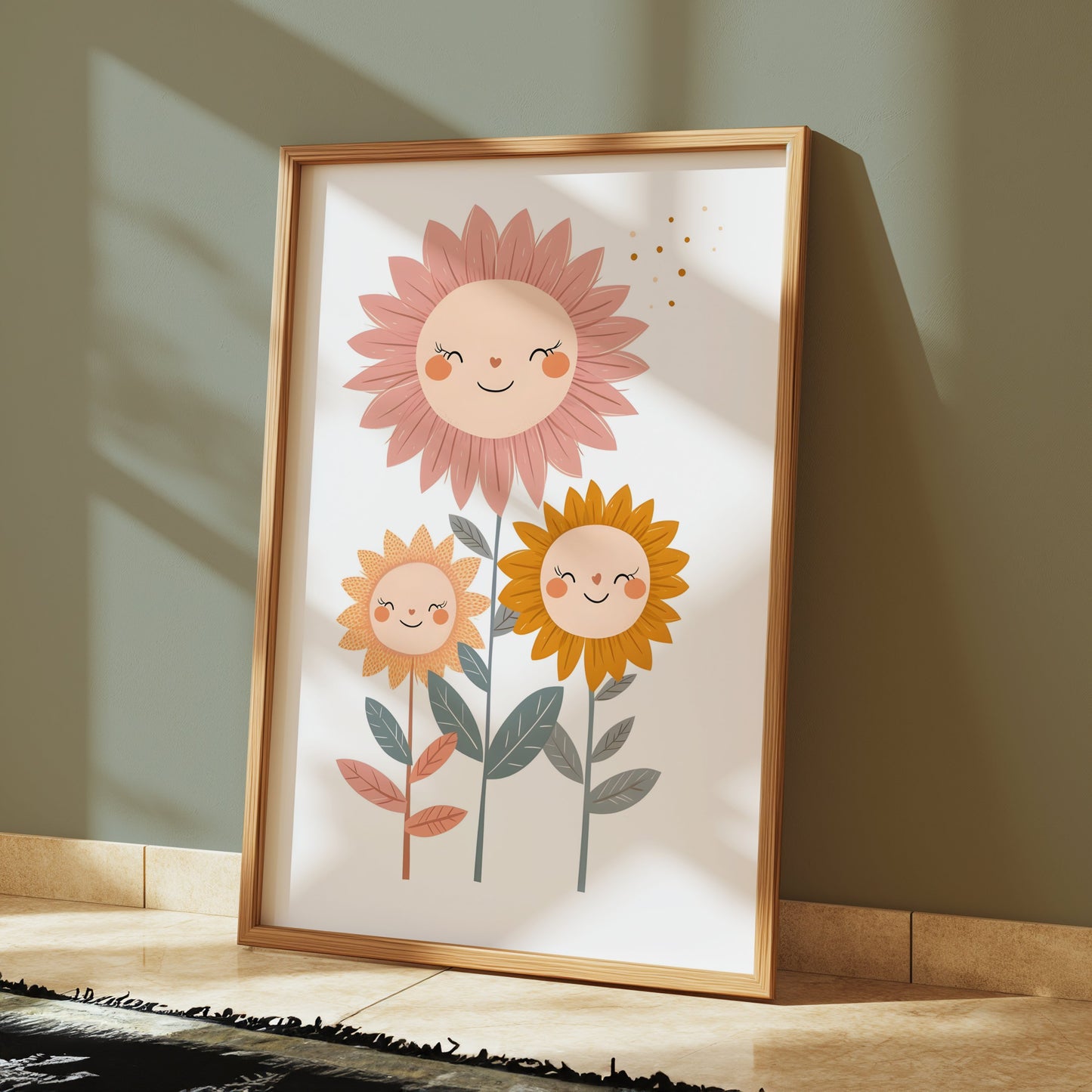 Premium Poster of Cheerful Sunflower Family Illustration Posters