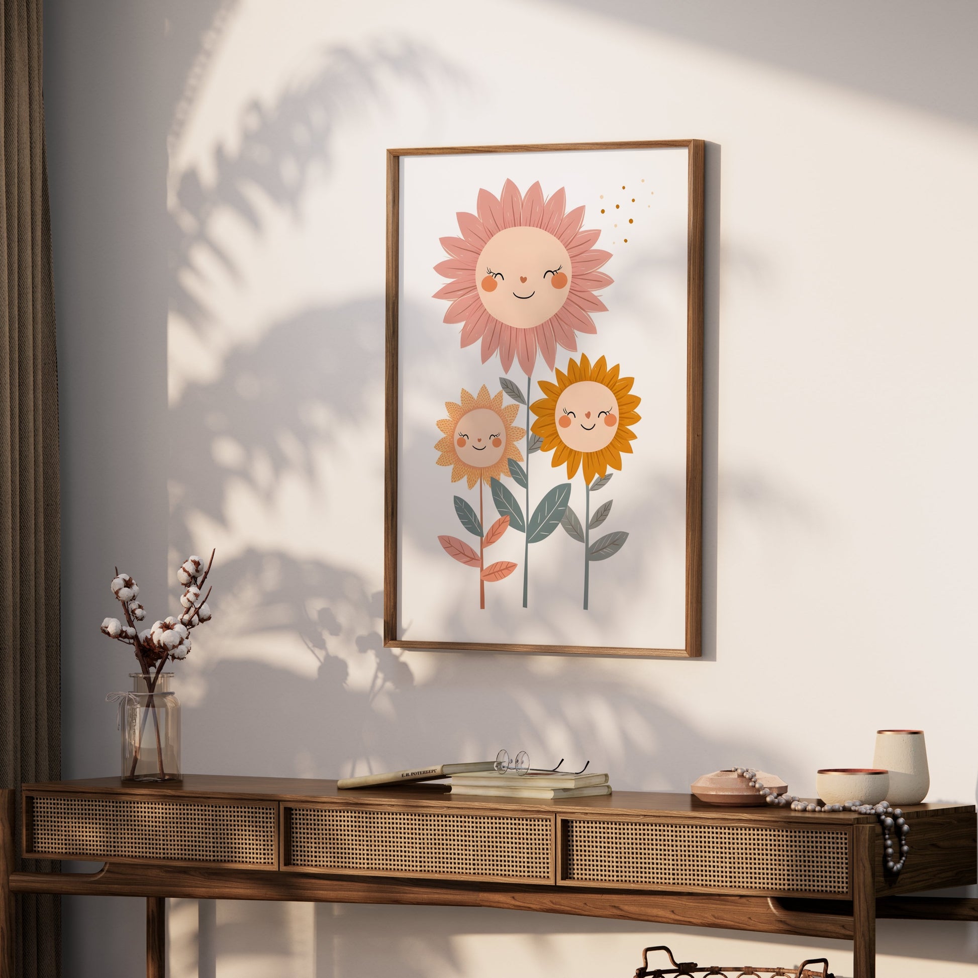 Premium Poster of Cheerful Sunflower Family Illustration Posters