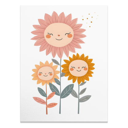 Premium Poster of Cheerful Sunflower Family Illustration Posters