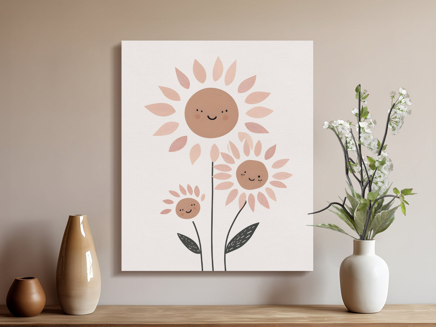 Premium Poster of Cheerful Sunflower Family Nursery Wall Art Canvas Wraps