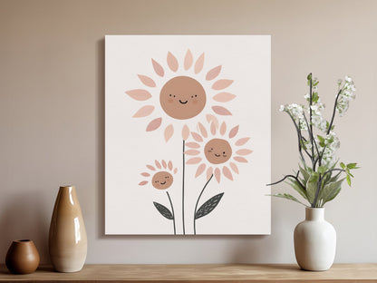 Premium Poster of Cheerful Sunflower Family Nursery Wall Art Canvas Wraps