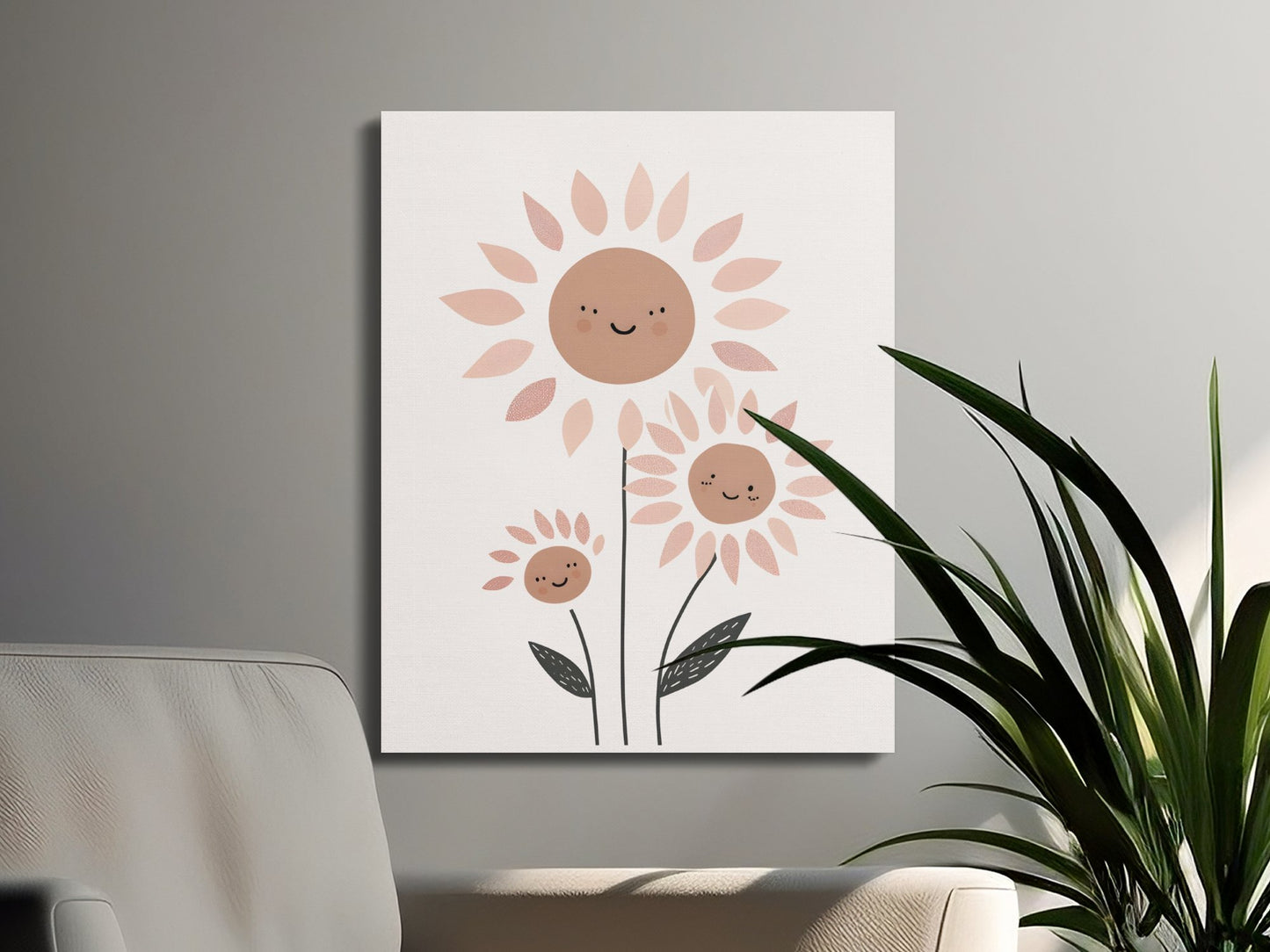 Premium Poster of Cheerful Sunflower Family Nursery Wall Art Canvas Wraps