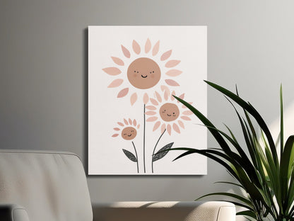 Premium Poster of Cheerful Sunflower Family Nursery Wall Art Canvas Wraps