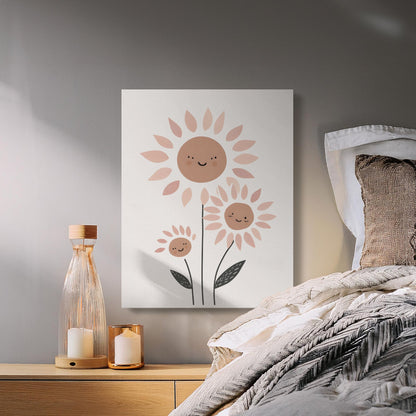 Premium Poster of Cheerful Sunflower Family Nursery Wall Art Canvas Wraps