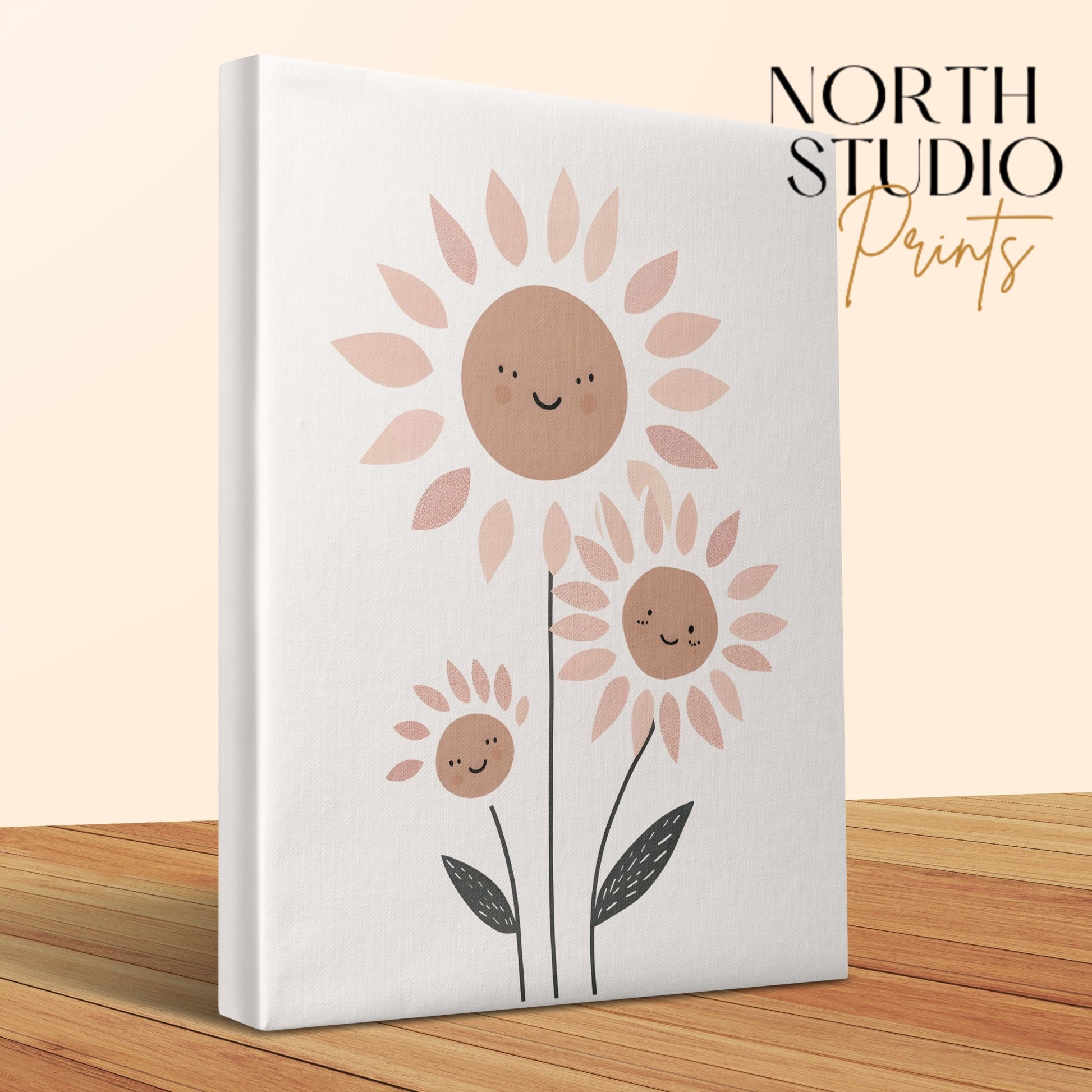 Premium Poster of Cheerful Sunflower Family Nursery Wall Art Canvas Wraps
