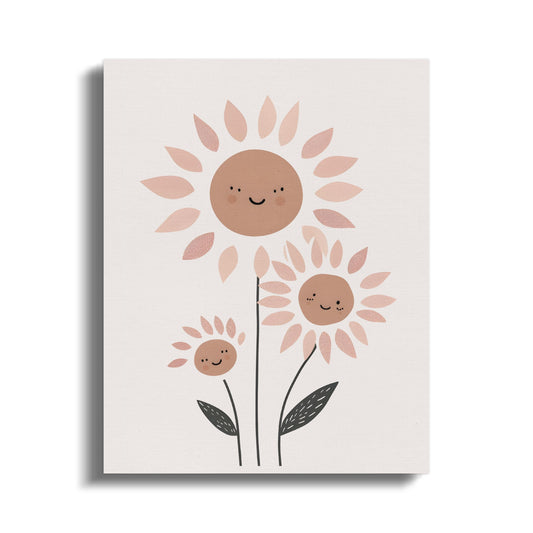 Premium Poster of Cheerful Sunflower Family Nursery Wall Art Canvas Wraps
