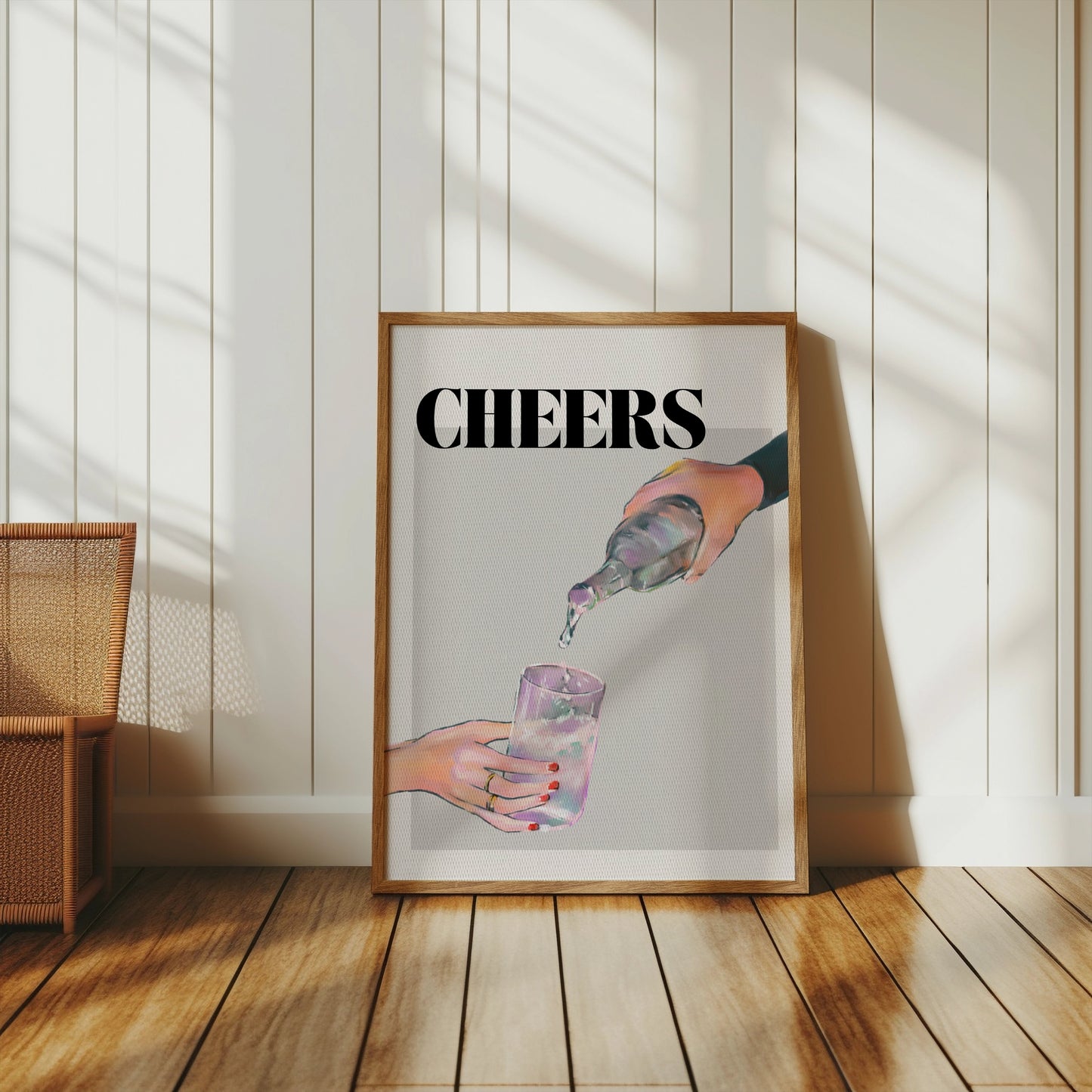 Premium Poster of Cheers Pouring Drink Illustration Art Posters