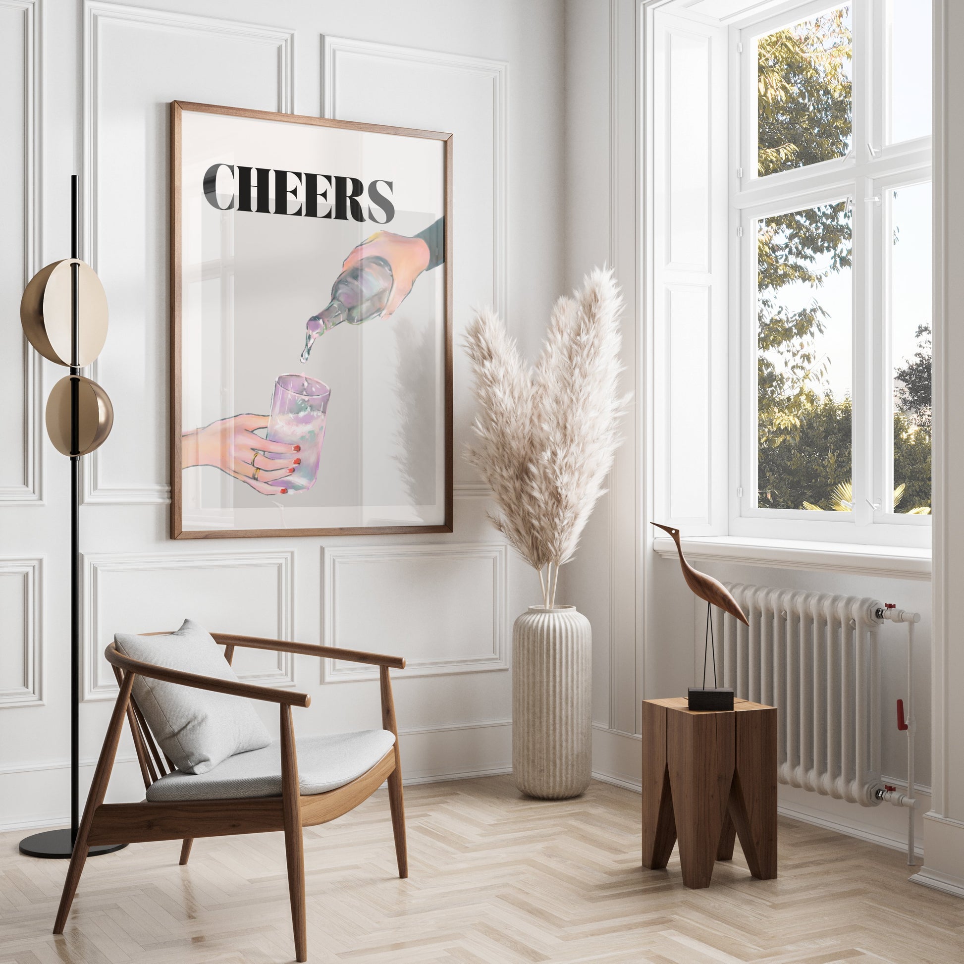 Premium Poster of Cheers Pouring Drink Illustration Art Posters