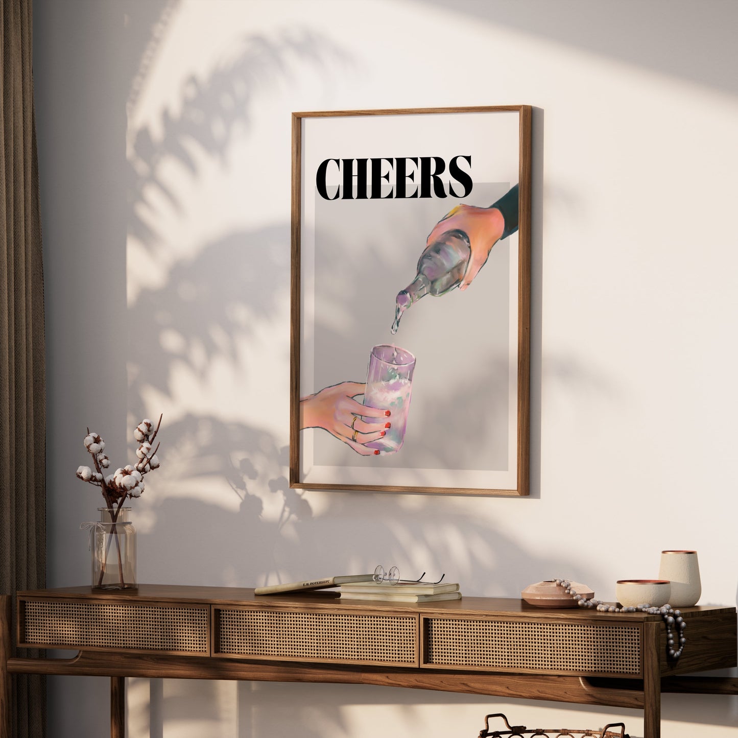 Premium Poster of Cheers Pouring Drink Illustration Art Posters