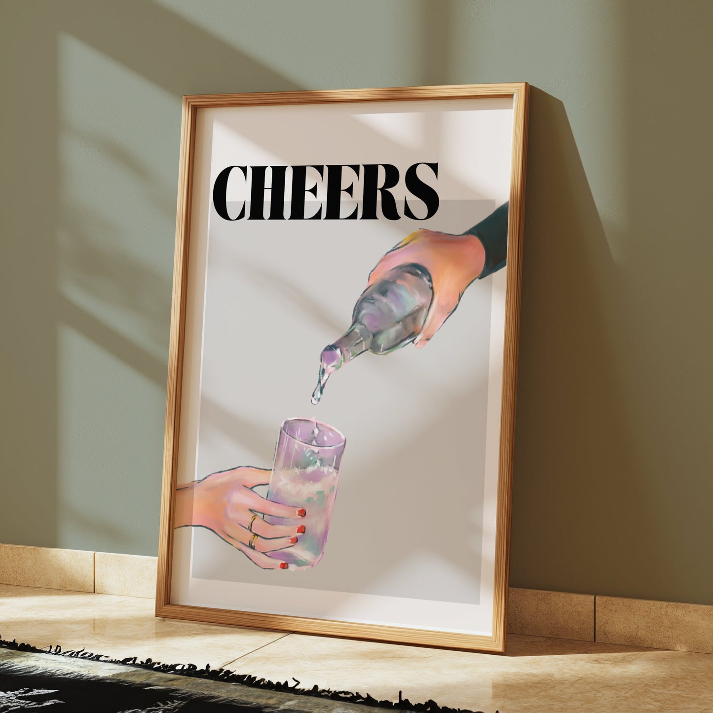 Premium Poster of Cheers Pouring Drink Illustration Art Posters
