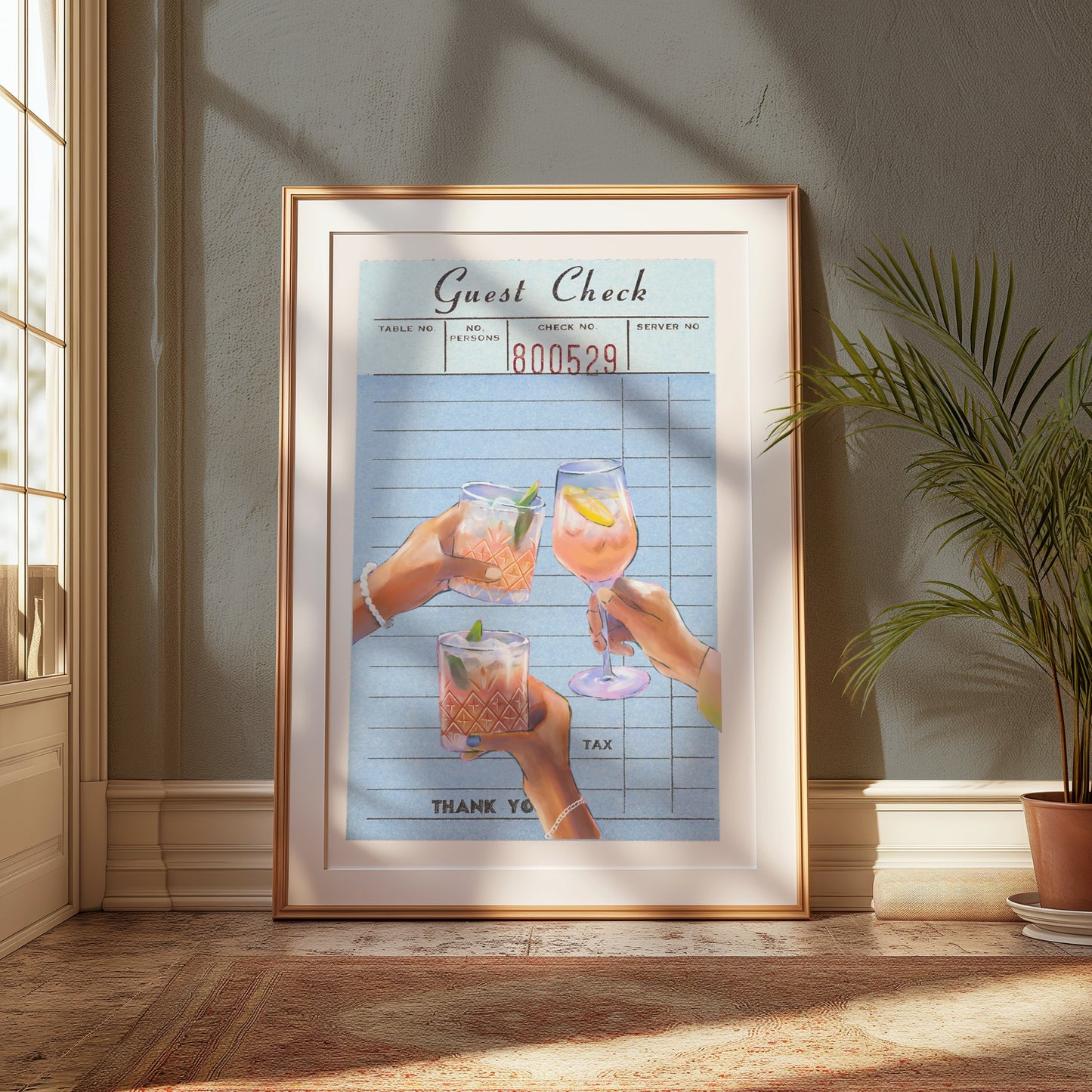 Premium Poster of Cheers With Drinks On Guest Check Posters