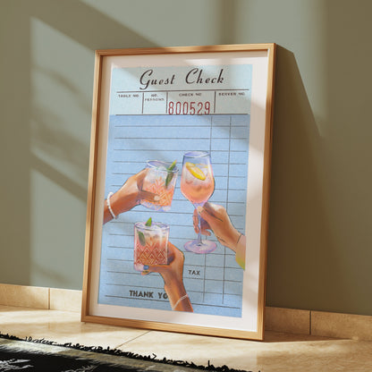 Premium Poster of Cheers With Drinks On Guest Check Posters