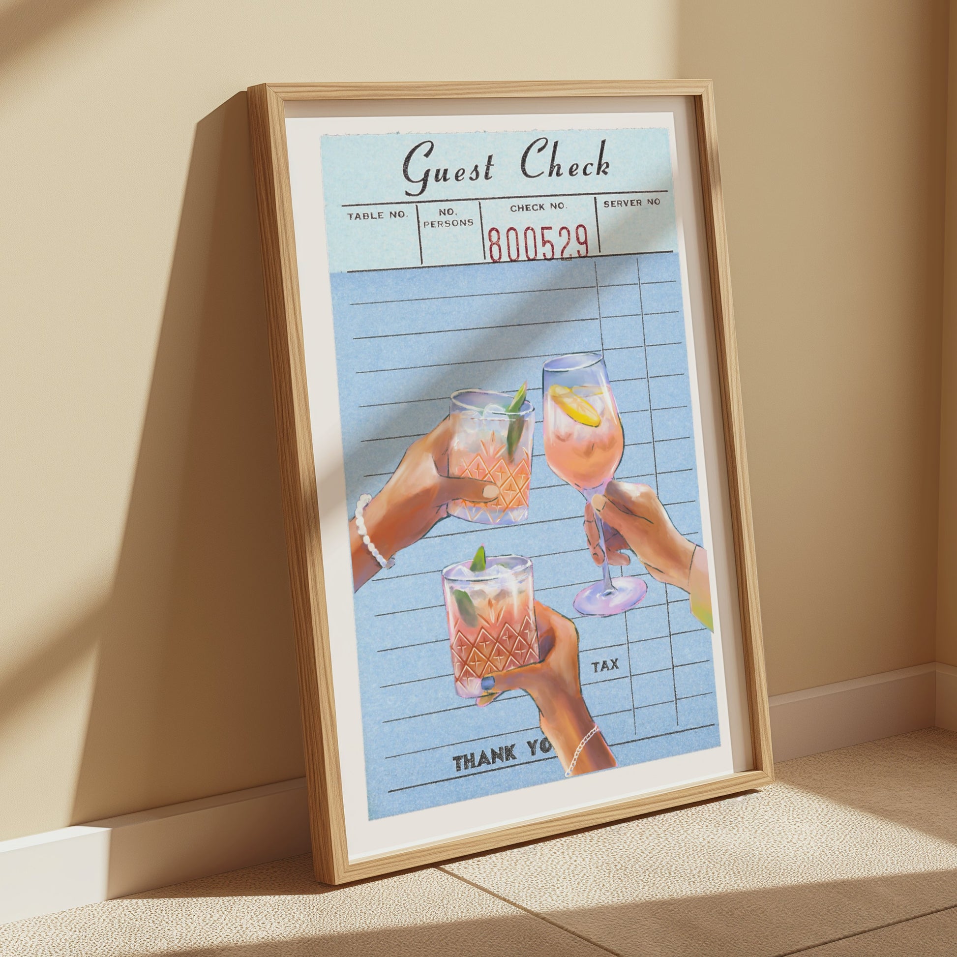 Premium Poster of Cheers With Drinks On Guest Check Posters