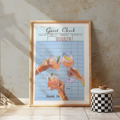 Premium Poster of Cheers With Drinks On Guest Check Posters