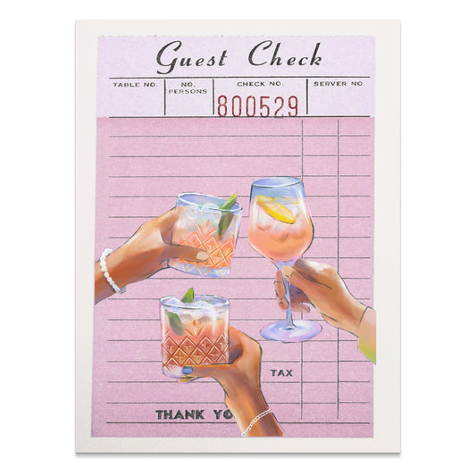 Premium Poster of Cheers with Refreshing Drinks on Pink Order Slip Posters