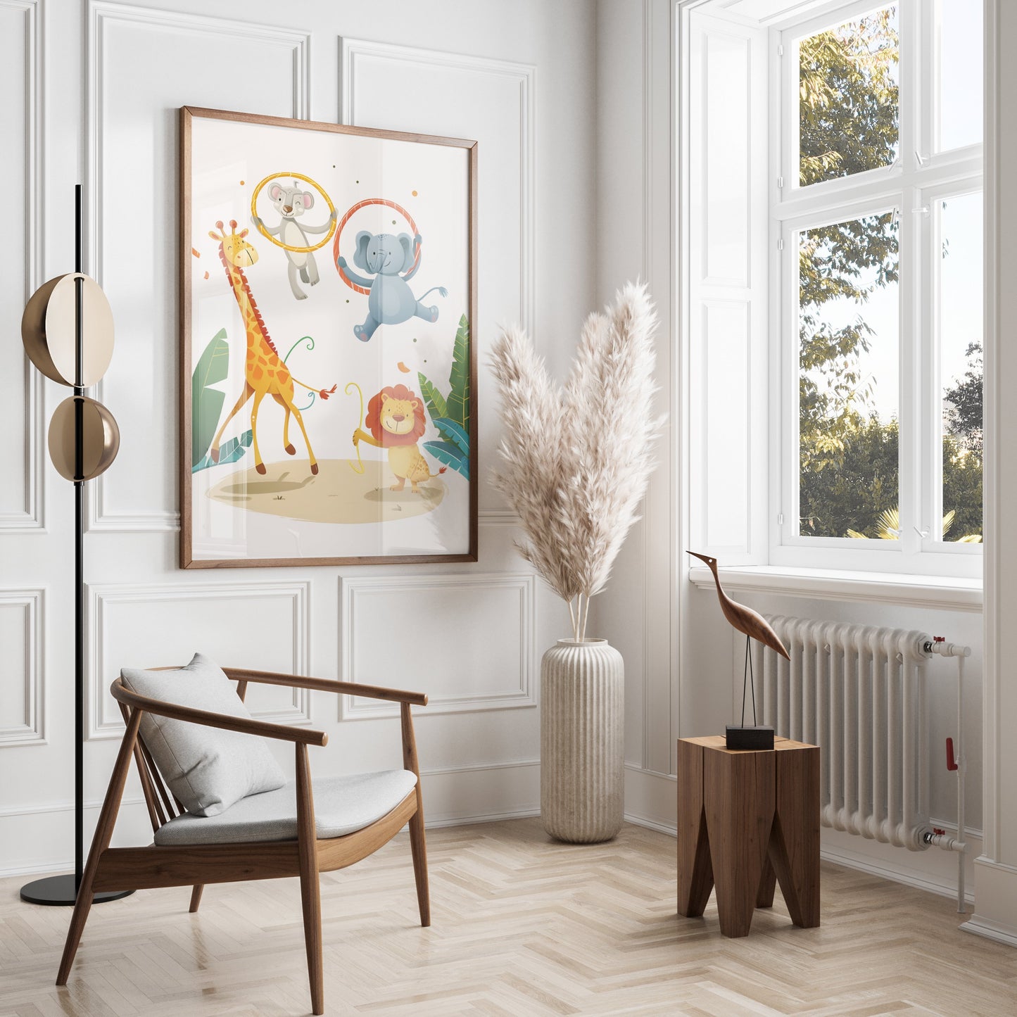 Premium Poster of Circus Animals Giraffe Elephant Lion Kids Room Posters
