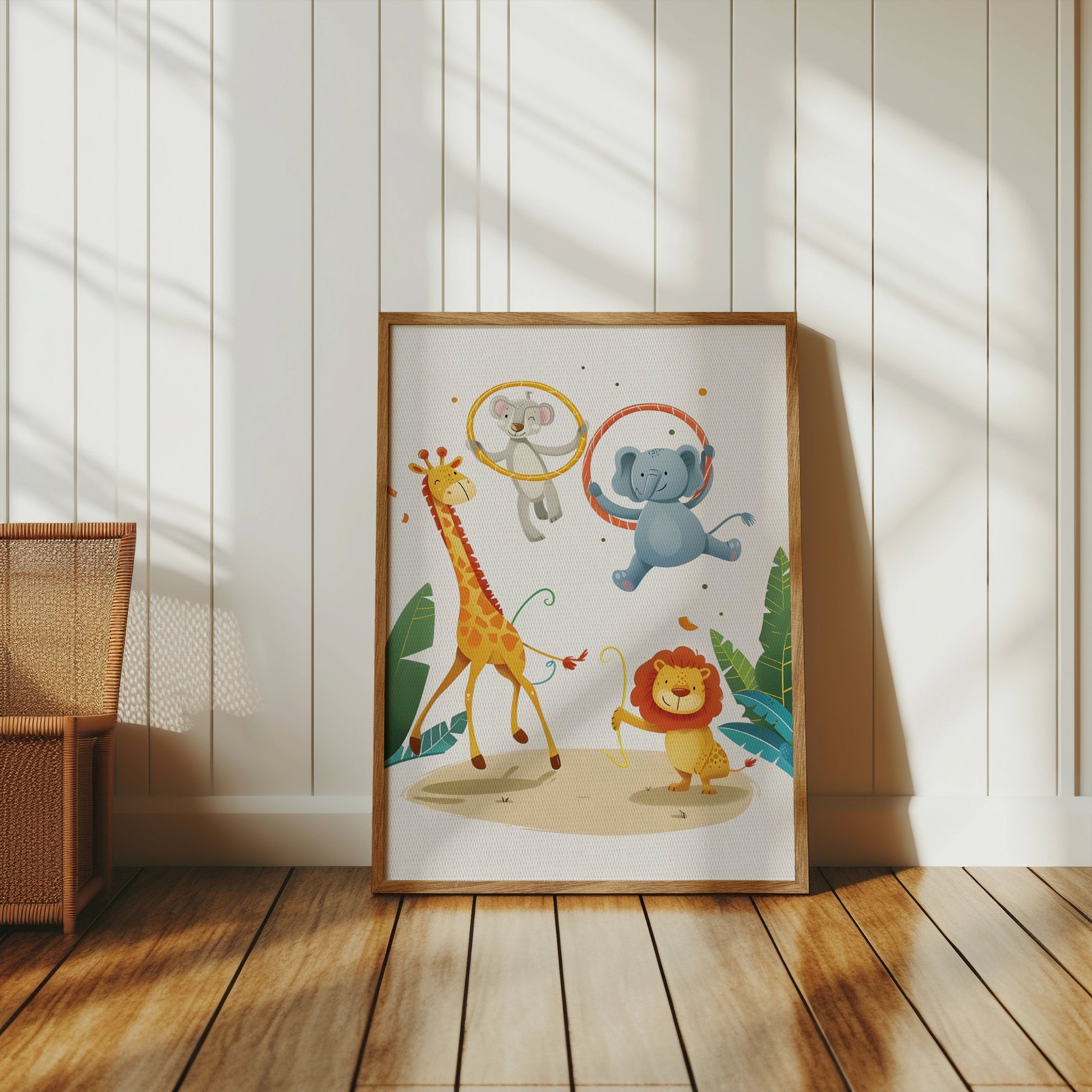 Premium Poster of Circus Animals Giraffe Elephant Lion Kids Room Posters