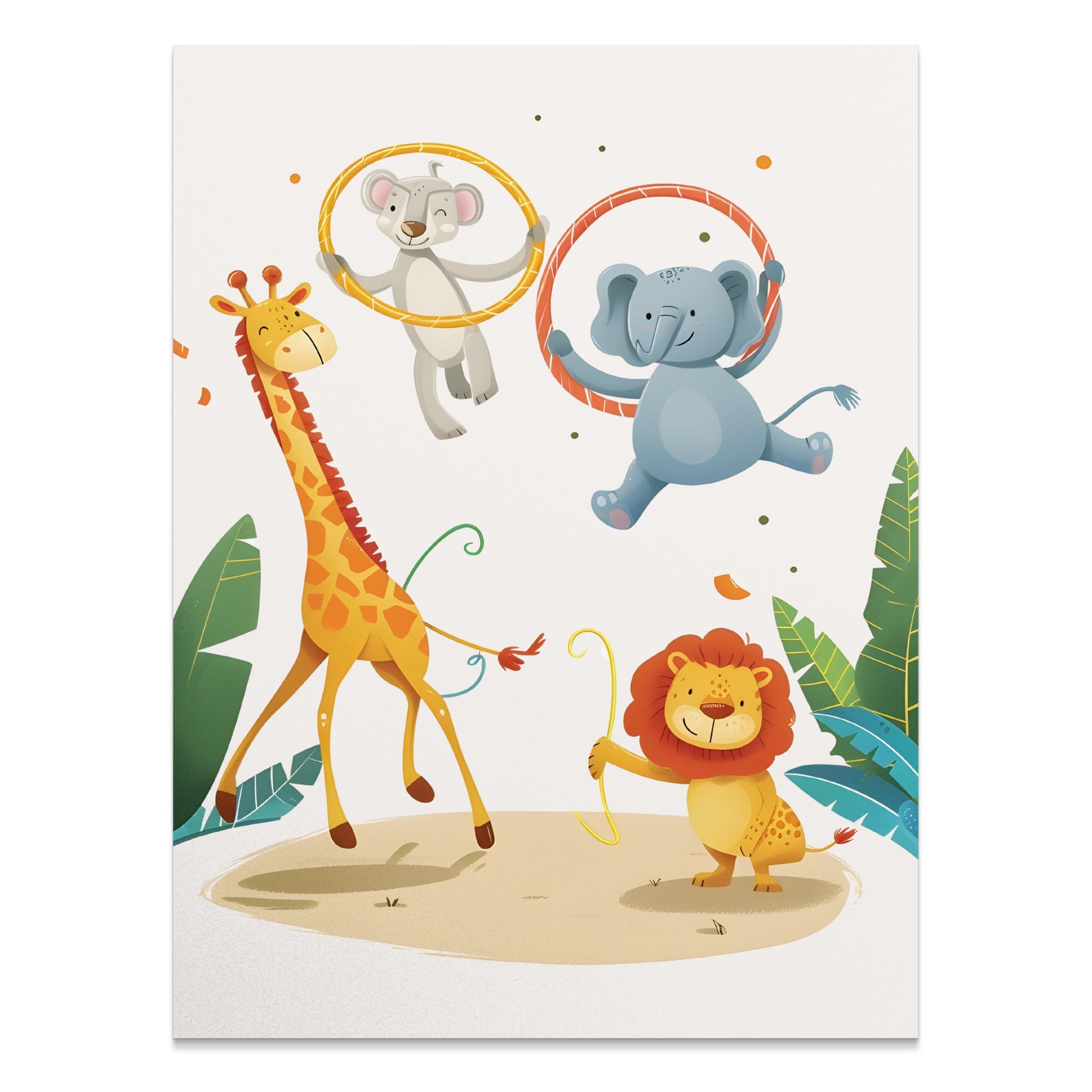 Premium Poster of Circus Animals Giraffe Elephant Lion Kids Room Posters