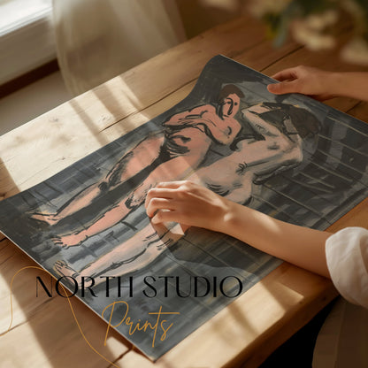 Premium Poster of Classic Abstract Art Two Nude Figures Posters