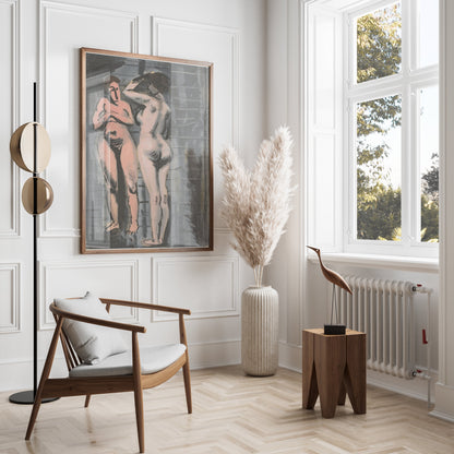 Premium Poster of Classic Abstract Art Two Nude Figures Posters