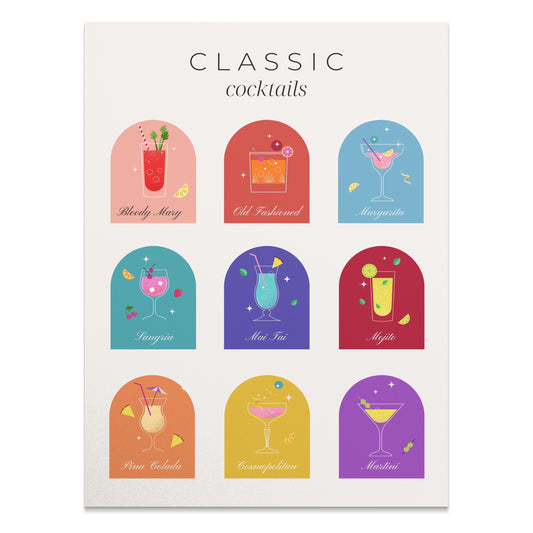 Premium Poster of Classic Cocktails Collection Decorative Posters