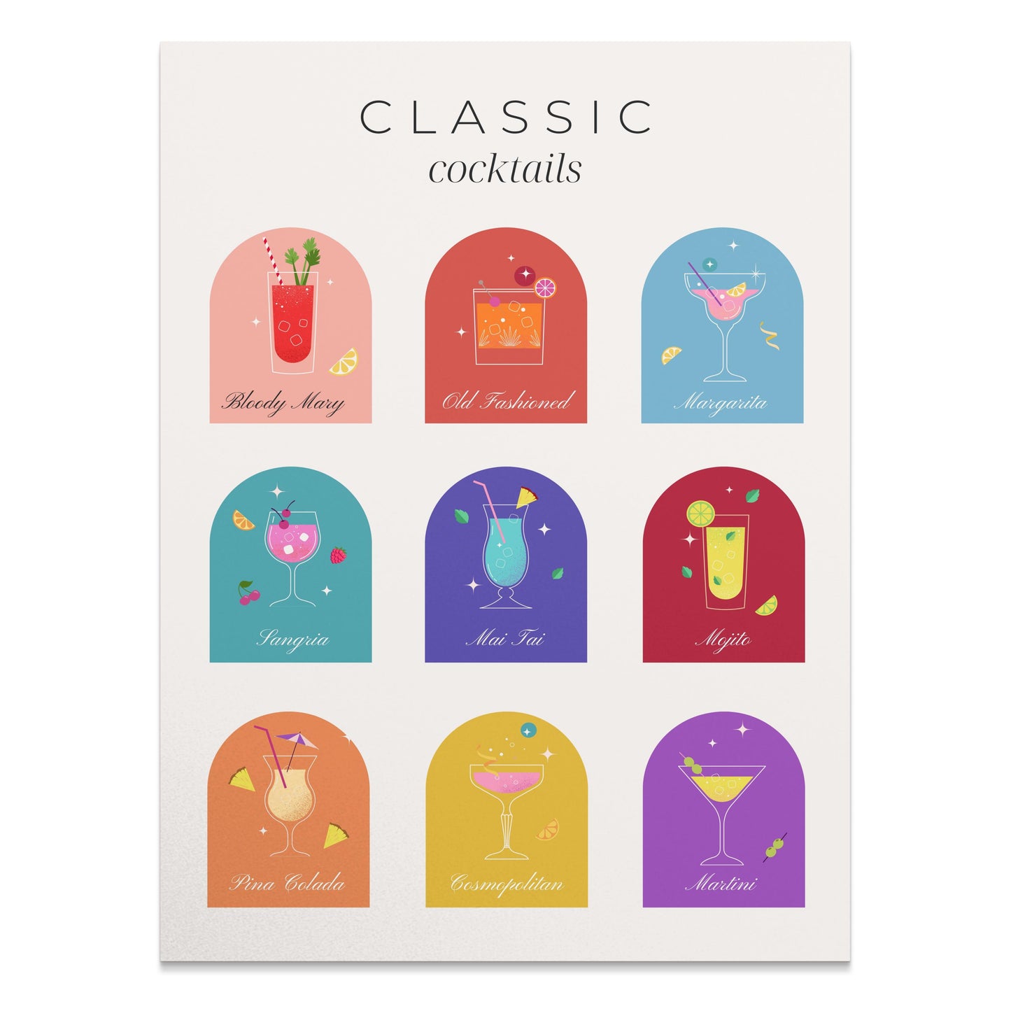 Premium Poster of Classic Cocktails Collection Wall Art Posters