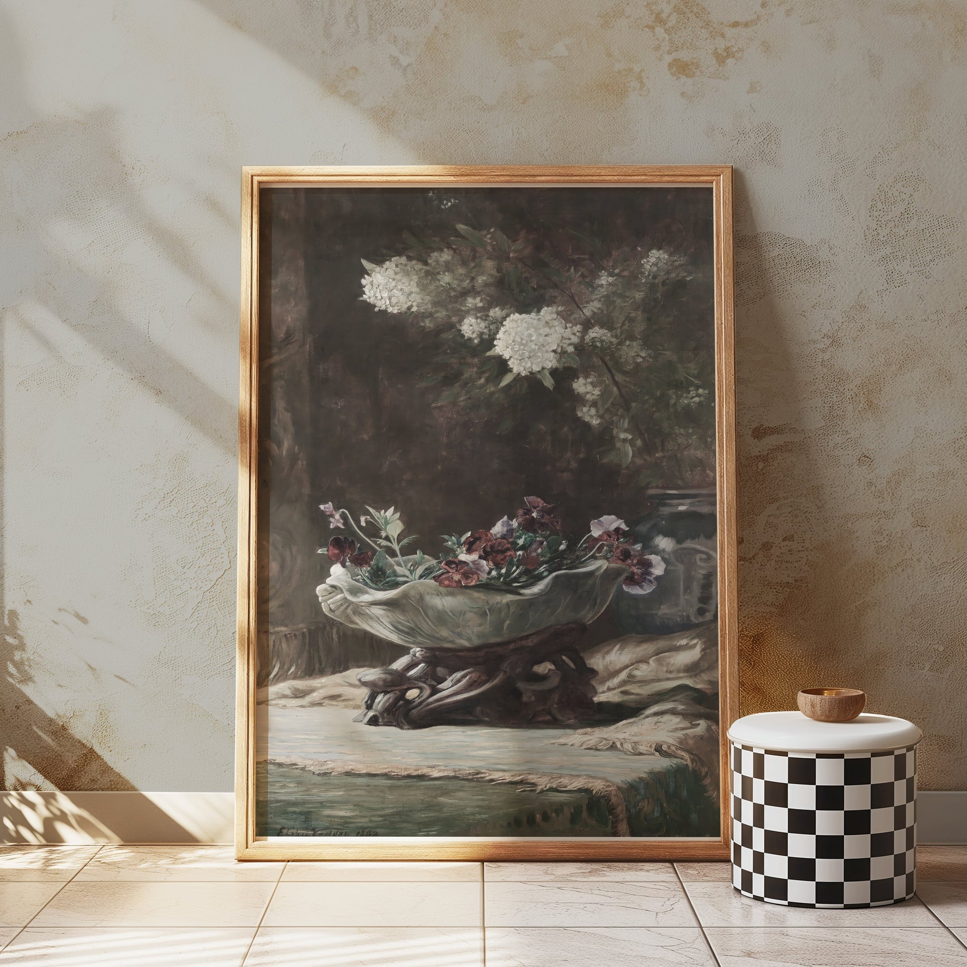 Premium Poster of Classic Floral Art Print of Hydrangeas and Violets Posters