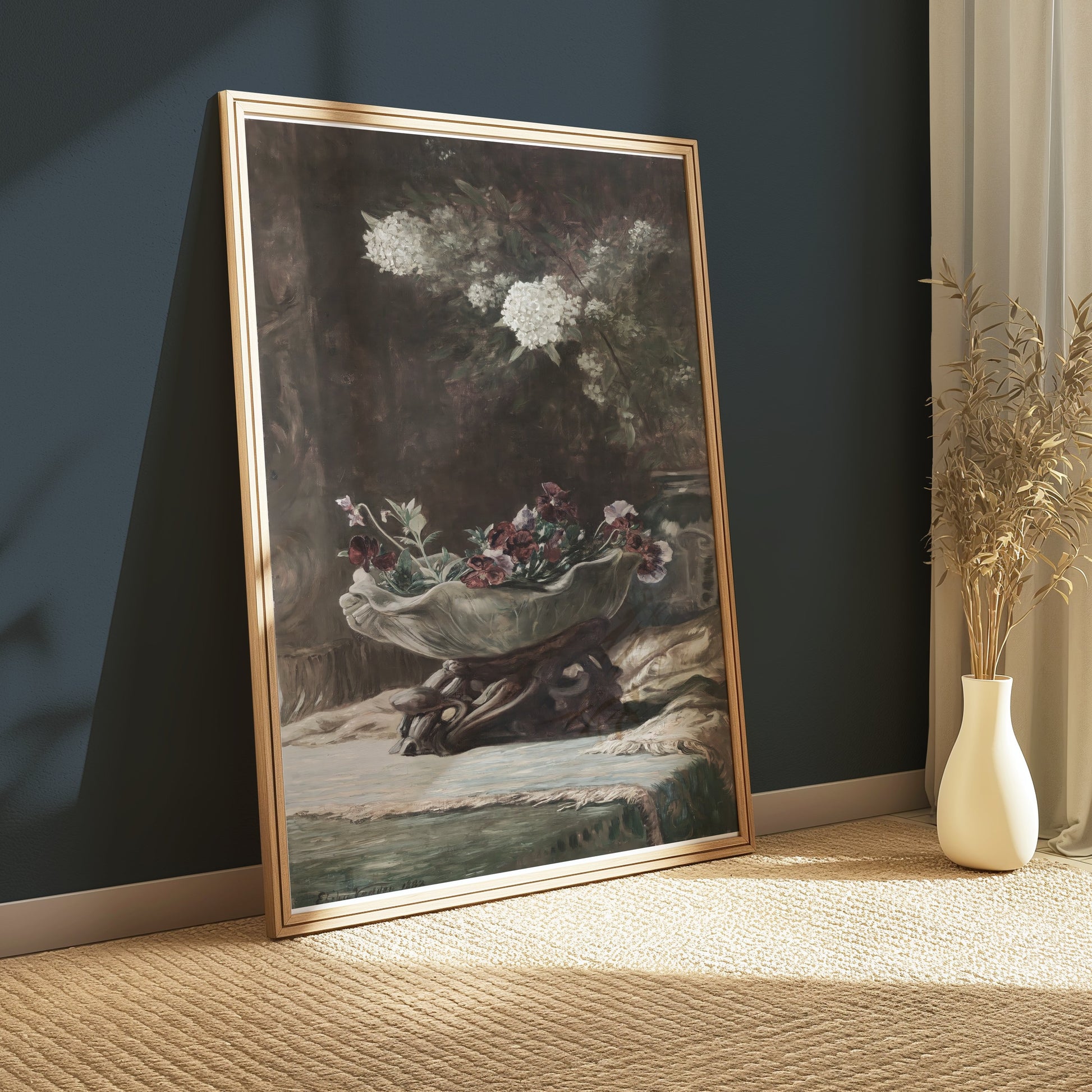 Premium Poster of Classic Floral Art Print of Hydrangeas and Violets Posters