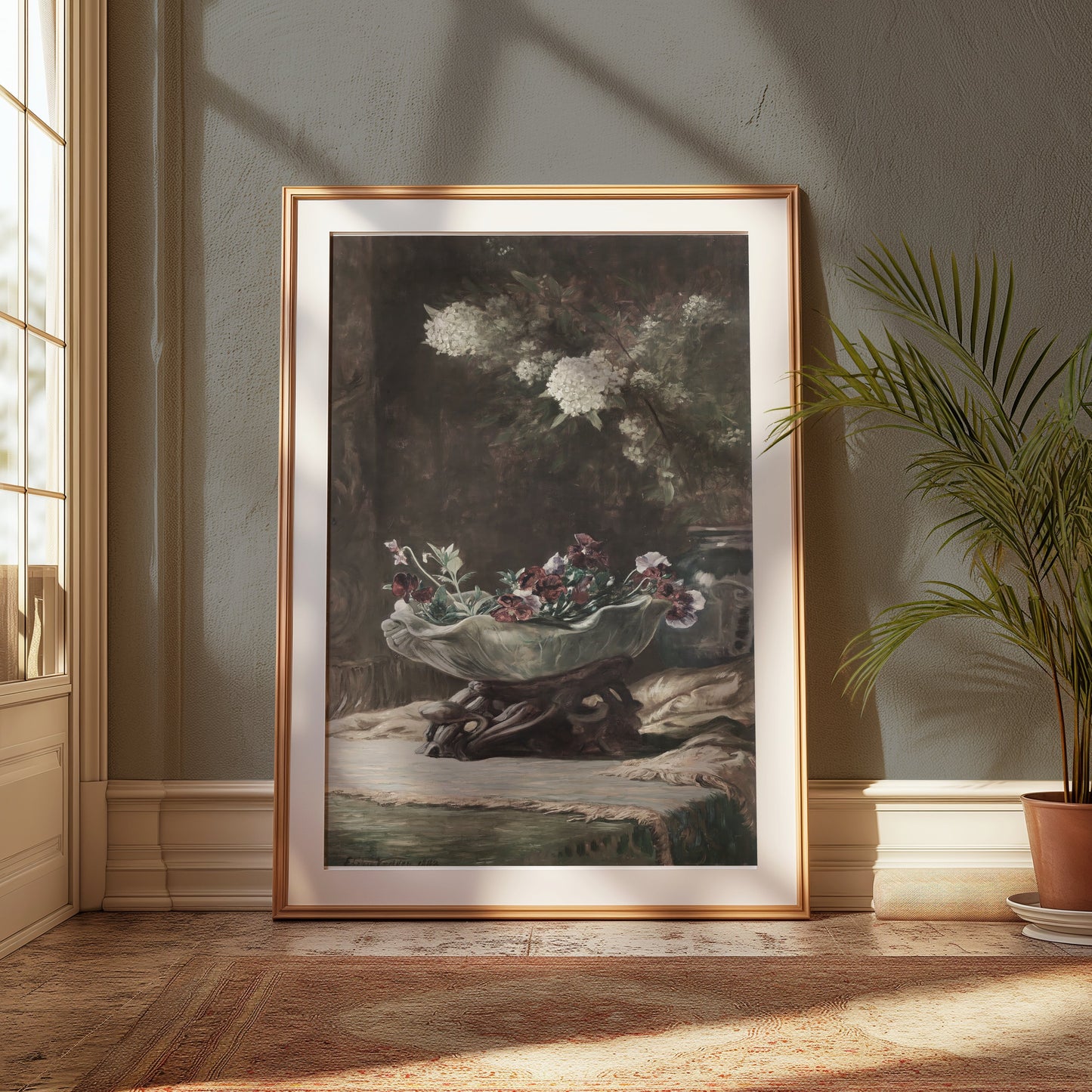 Premium Poster of Classic Floral Art Print of Hydrangeas and Violets Posters