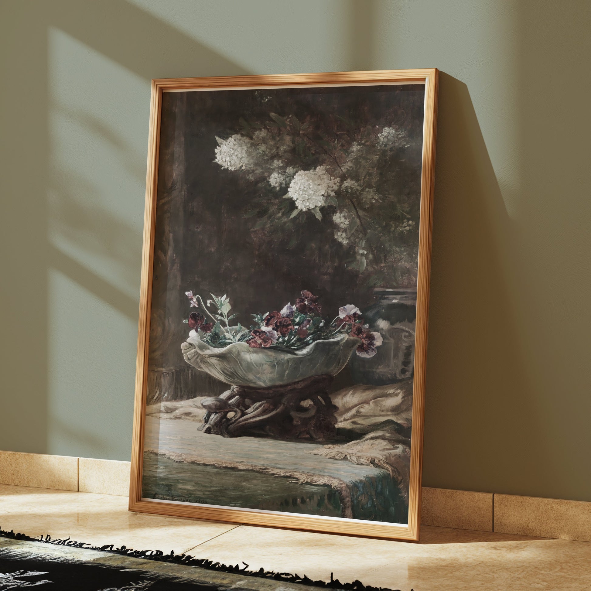 Premium Poster of Classic Floral Art Print of Hydrangeas and Violets Posters