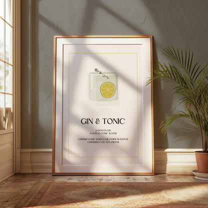 Premium Poster of Classic Gin and Tonic Recipe Design Posters