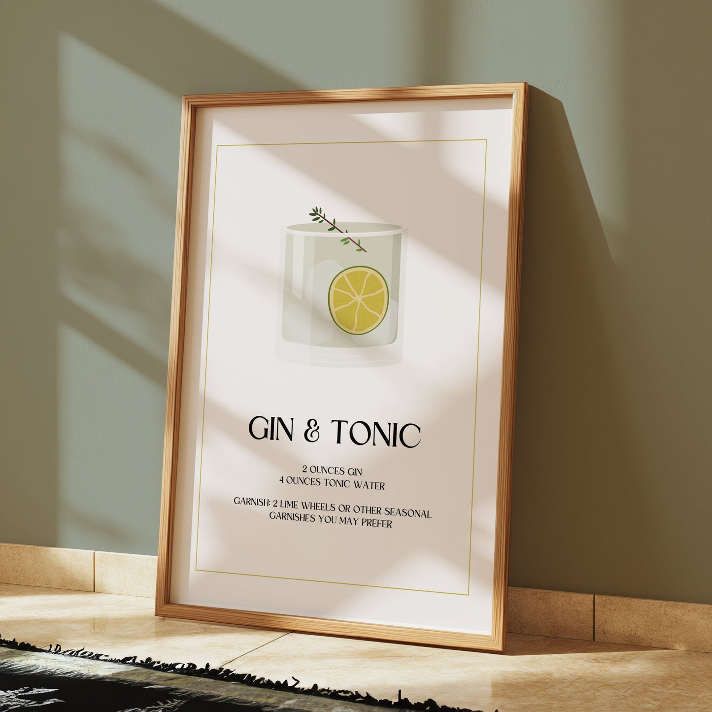 Premium Poster of Classic Gin and Tonic Recipe Design Posters