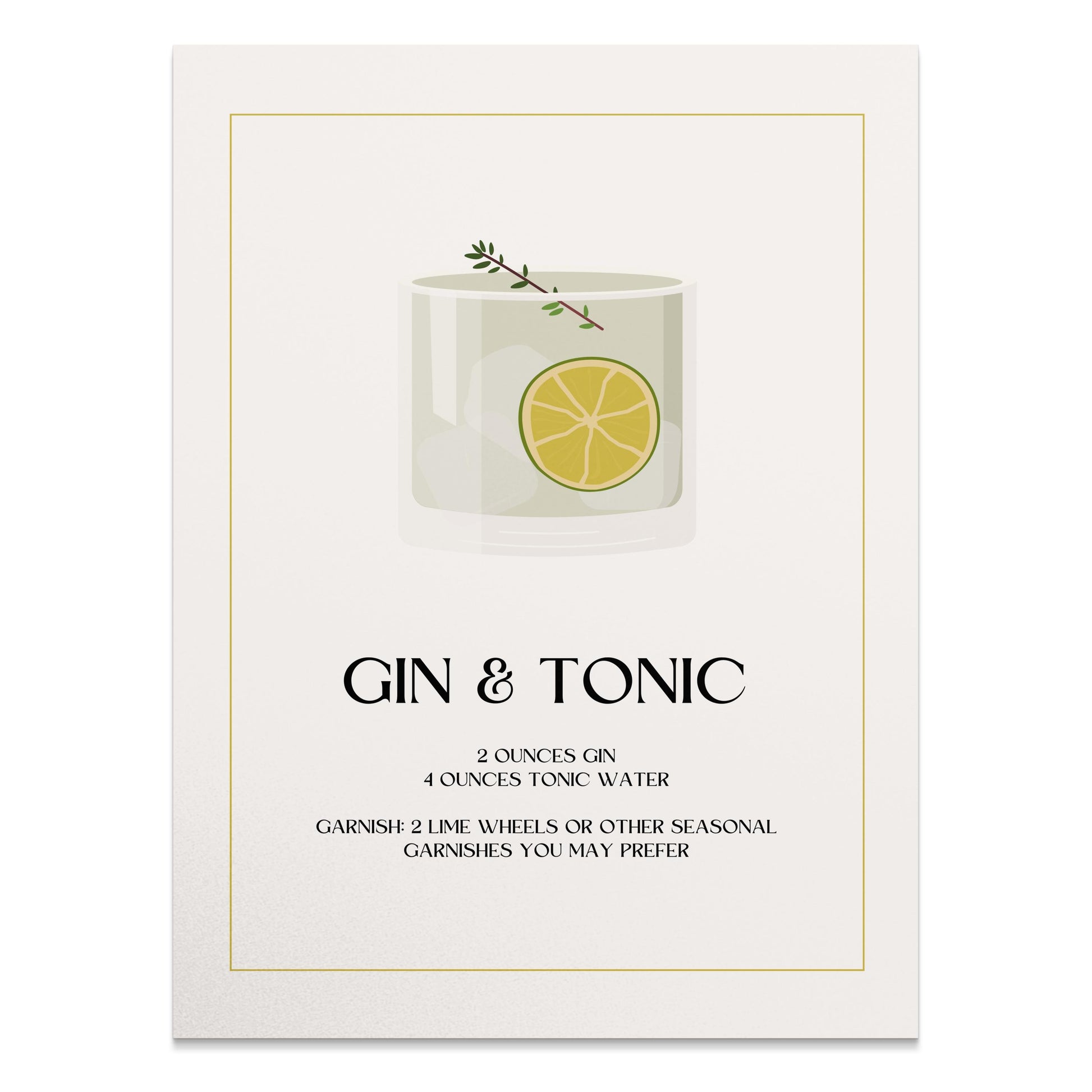 Premium Poster of Classic Gin and Tonic Recipe Design Posters