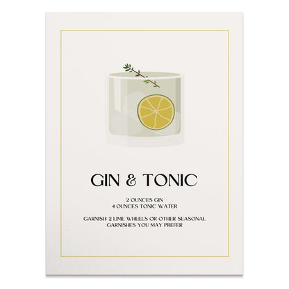 Premium Poster of Classic Gin and Tonic Recipe Design Posters