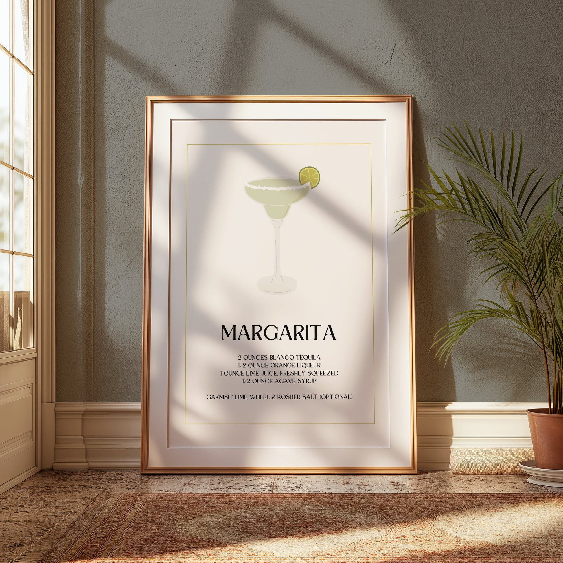 Premium Poster of Classic Margarita Cocktail Recipe Posters